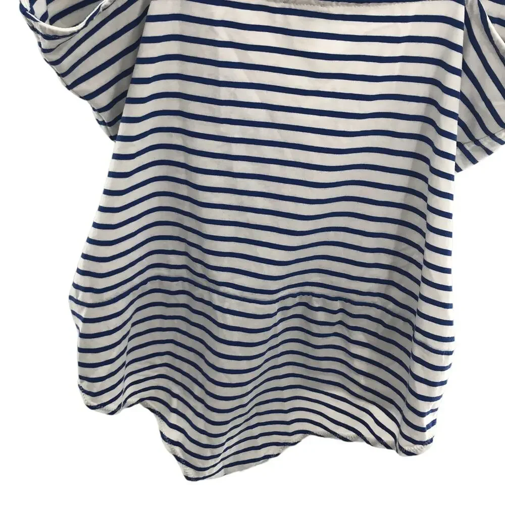 J. Crew Crossover Blue Striped White Nautical Surplice Bodysuit